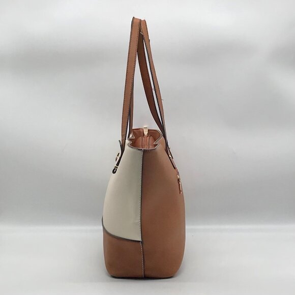 Elim & Paul White & Brown Colorblock Tote Bag - Picture 3 of 11